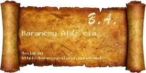 Barancsy Alícia névjegykártya